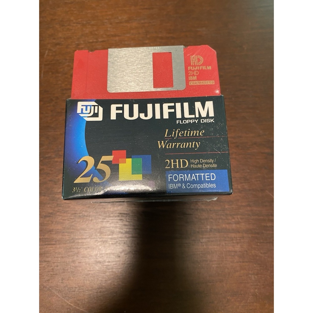 Fujifilm Box of 25 IBM Formatted 1.44MB‎ Colored Floppy Disks Brand New Sealed